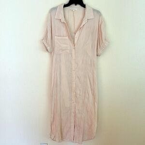 ALL:ROW Skylar Cream Button Up Crinkle Dress Size Large